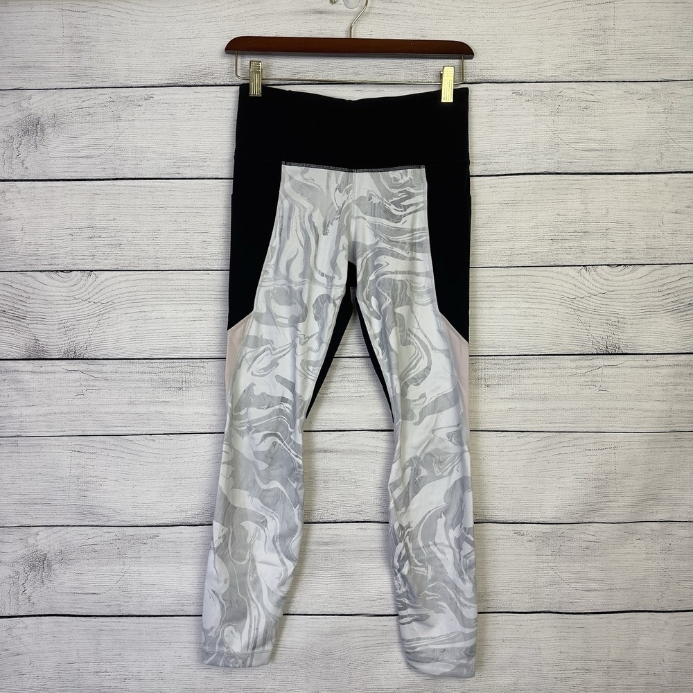 Athleta Marble‎ Salutation Leggings Full Length Size Small Petite Pockets Yoga